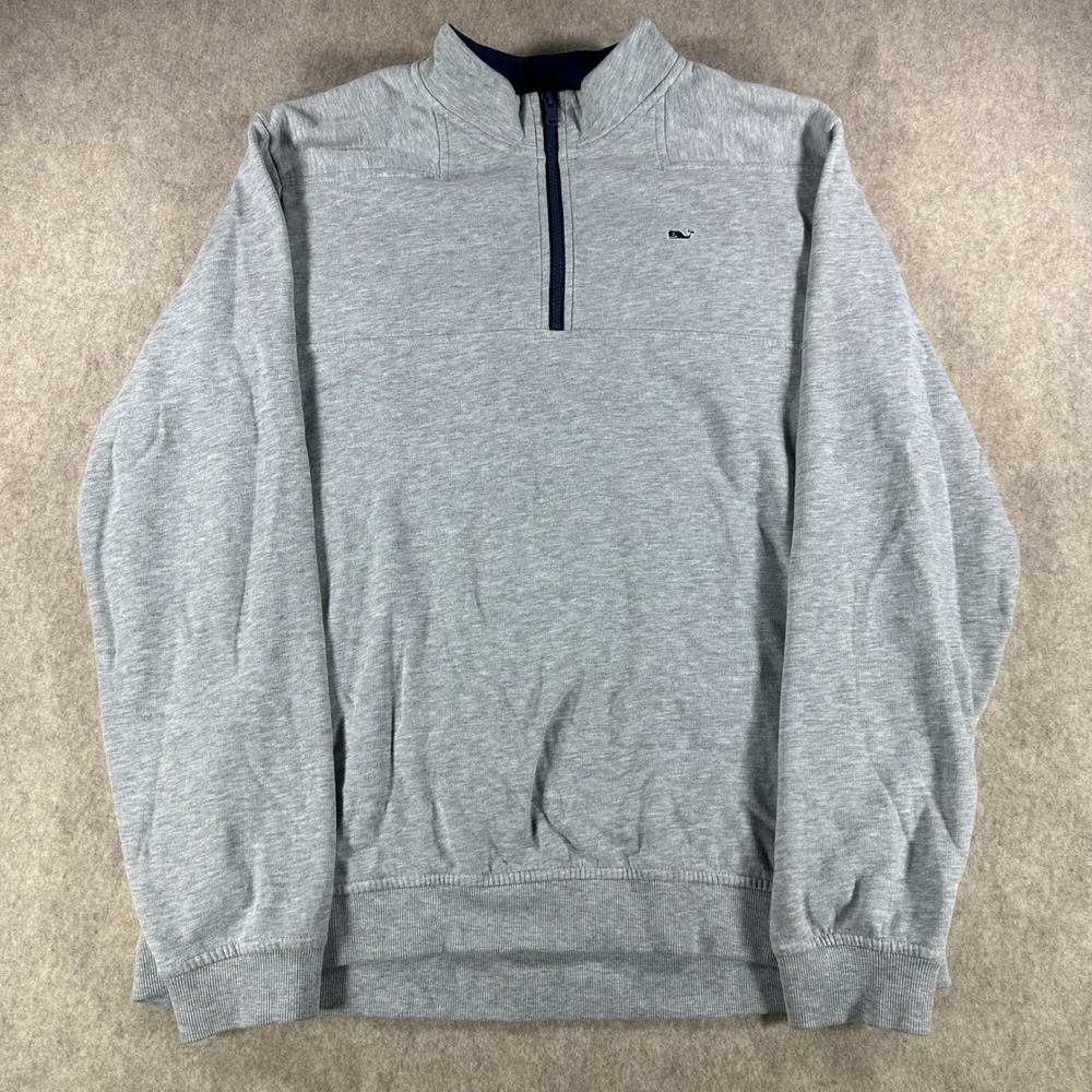 Vineyard Vines Mens Shep Shirt Quarter Zip Pullover Gray Cotton Blend Size XL